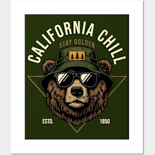 Vintage California Chill // California Bear Head Posters and Art